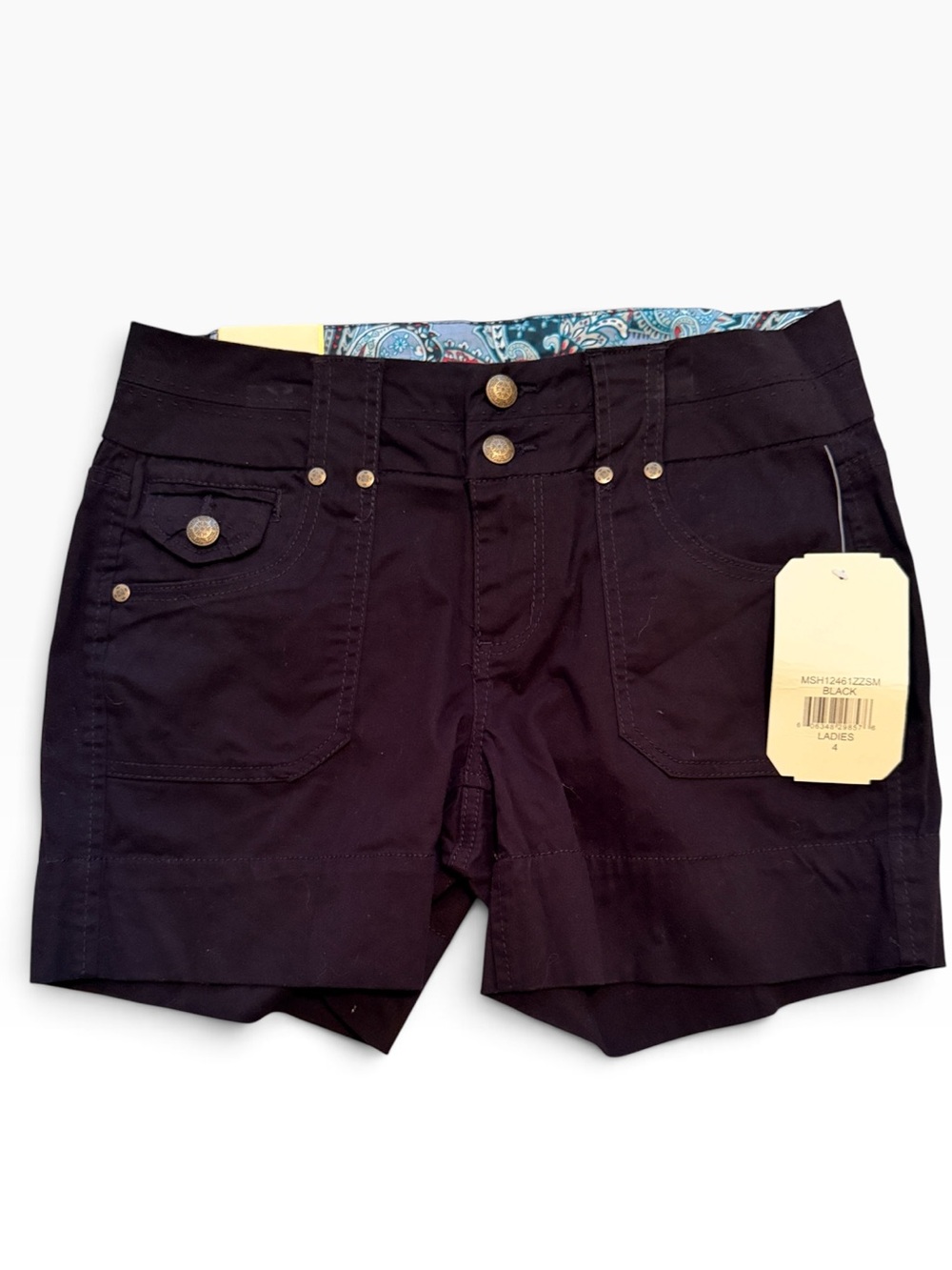 One Five One Black Stretch Cotton Cargo Shorts  4